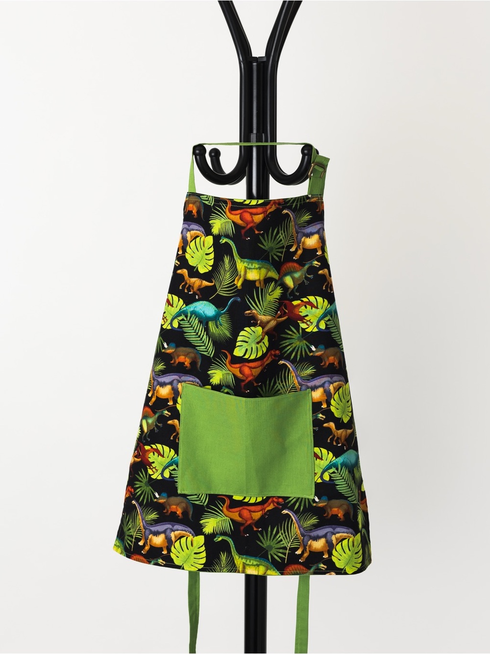 Kids Dino Print Apron with Green Pocket